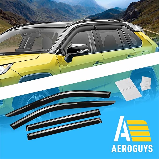 Extra Durable Window Deflectors Tape-On Window Visors Rain Guards Fit for Toyota RAV4 2019-2025, Sun Visors, Wind Vent for Shades, Exterior Car Accessories - 4 pcs. AG0912