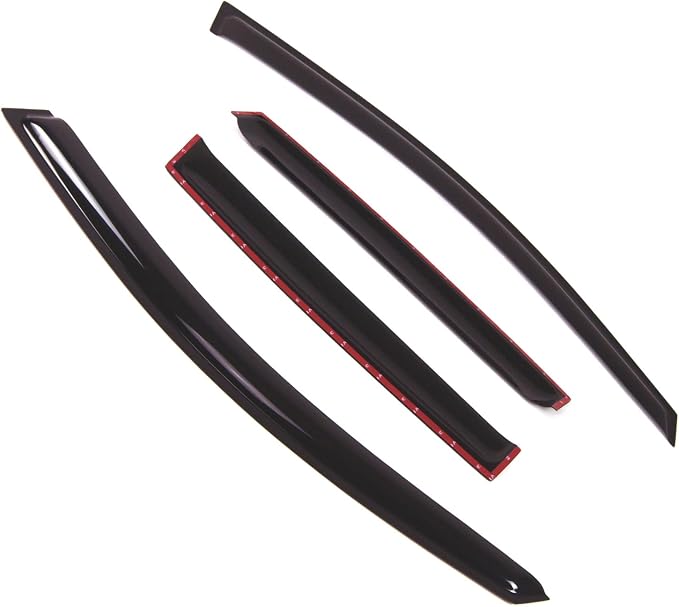 Outside Mount Window Vent Visors Rain Guards Compatible with VW Golf Rabbit GTI R32 2006-2008 | Side Window Wind Deflectors Rain Shields | Smoke Tinted, 4 Pcs Set, DGWV-504