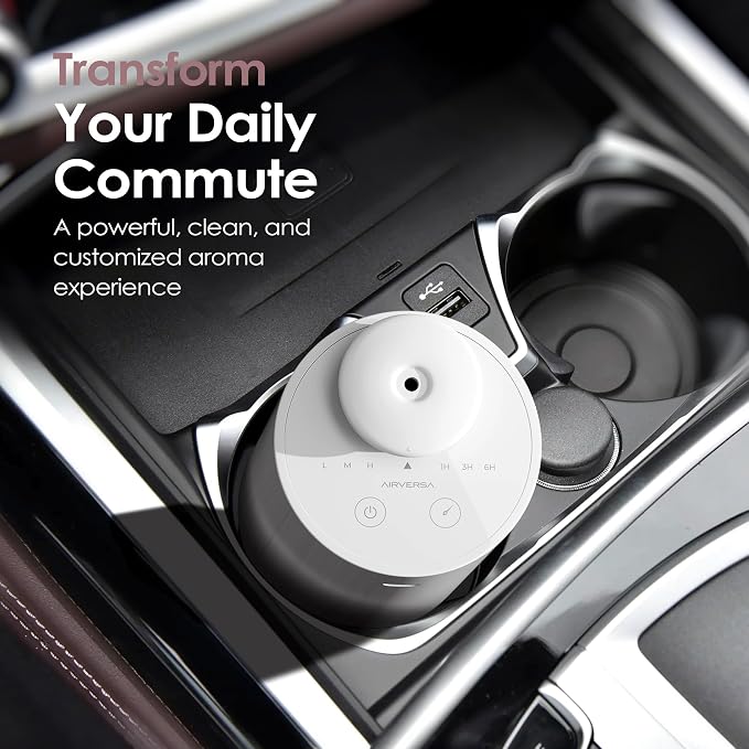 Waterless Diffuser for Essential Oil, Car Diffsuer, Battery Operated Nebulizer, 0.7 Fl Oz/ 20mL, Mini Scent Air Machine, 3 Timers & 3 Mist Levels for Home, Room, Car, Office - AN6 Cooo Gray