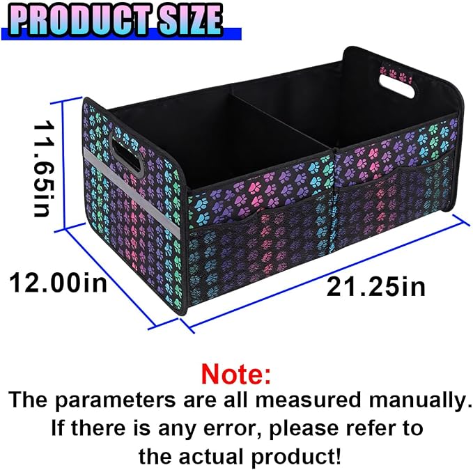 Car Trunk Organizer, Waterproof Large Capacity 600D Oxford Fabric Auto Trunk Storage Container with Pockets, Multi-Compartment Vehicle Storage Box Accessories for Car SUV Truck (Colorful)