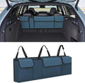 Car Trunk Organizer, Waterproof Collapsible Cargo Bag with 4 Pockets,Backseat Hanging Large Storage with Adjustable Straps, Sturdy Space Saver Frees Trunk Floor for SUV, Truck (Blue)