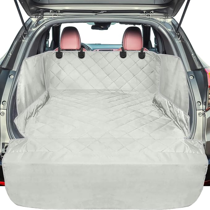 SUV Cargo Liner for Dogs with Side Flaps, Large (54" x 93") Water Resistant Trunk Cover, Non-Slip Pet Area Protector with Bumper Flap, Universal Fit for SUVs Sedans Vans, Gray