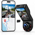 360° Dash Cam Front and Inside 4K+2.5K, 2 Channel Dashcam for Car, 185° Cabin Fisheye Car Camera with Night Vision, WiFi APP, GPS, G-Sensor, Parking Mode and 64GB Card Included