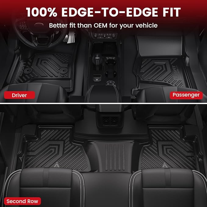 Floor Mats & Cargo Liner 2015-2020 & Only 7/8 Seats (Not for 9 Seats) for Chevrolet Chevy Tahoe/GMC Yukon(Only Yukon, Not Fit Yukon XL), All Weather TPE Custom Fit Car Floor Liners