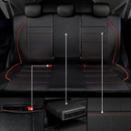 Leather Back Seat Cover,Piping Waterproof Bench Seat Cover, Rear Seat Cover Universal Fit for Cars Sedans SUVs Truck 95% Automotive Interior Backseat Car Covers (Rear,Black and Red)
