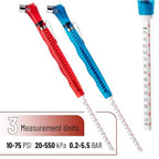 Pencil Tire Pressure Gauge, 2 Pack Blue & Red, 10-75 PSI