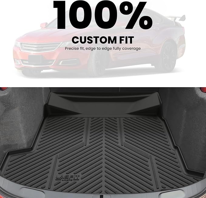 Trunk Mat for Chevrolet Chevy Impala 2014-2020 (Not Fit Equipped with The Auto Stop/Start System), All Weather TPE Custom Fit Cargo Mat Trunk Liner for Chevy Impala Accessories, Black