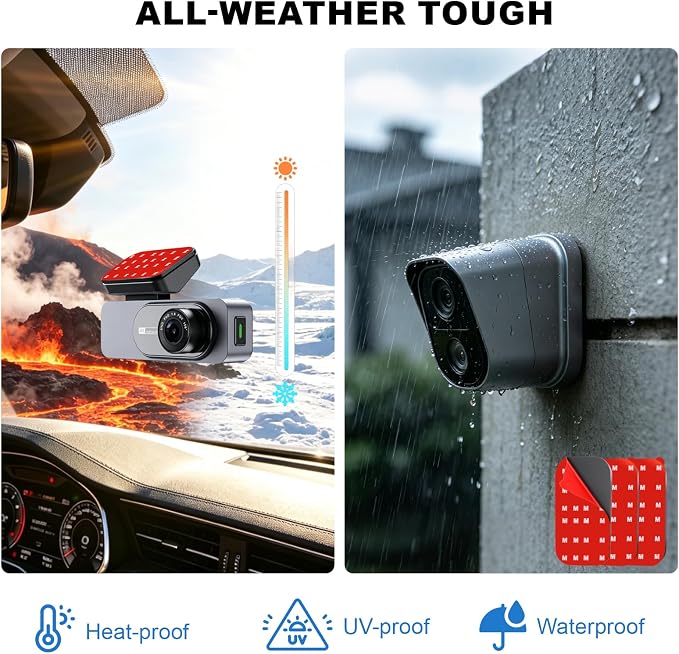 12 Pcs Dash Cam Sticky Pads, Very High Bond Heat Resistant Mounting Tape for Windshield Replacement,Heavy Duty Dash Cam Adhesive Pads for Car Dashboard GPS Phone Holder Action Camera