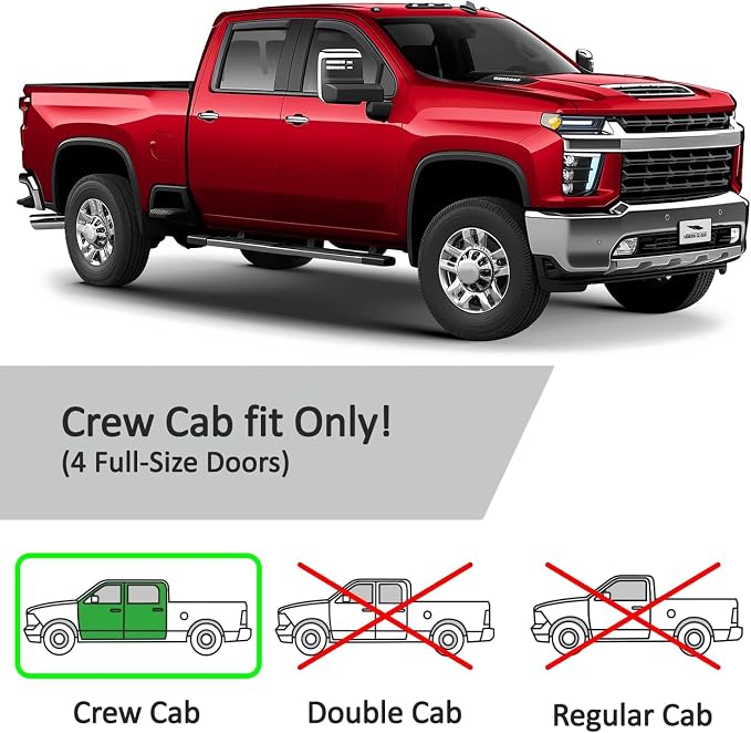 Voron Glass in-Channel Extra Durable Rain Guards for Chevrolet (Chevy) Silverado/GMC Sierra 2500HD/3500HD 2020-2026 Crew Cab, Window Deflectors, Vent Window Visors, 4 Pieces - 200298