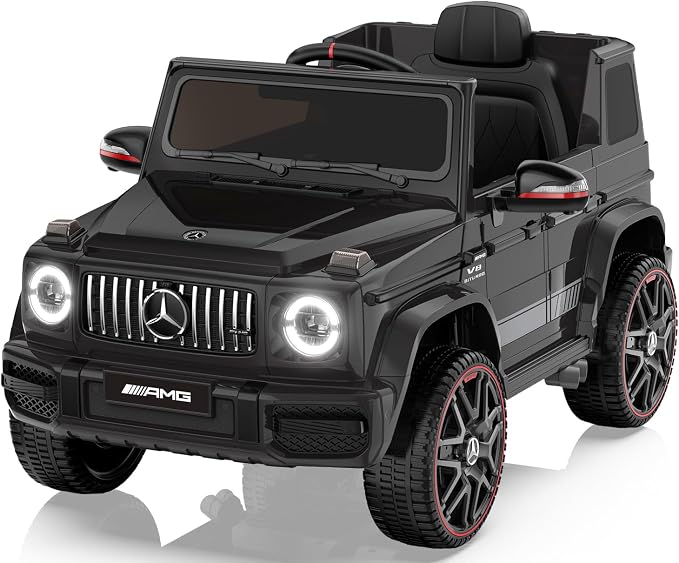 Licensed Mercedes-Benz G63 Car for Kids, 12V 7AH Ride on Car w/Parent Remote Control, LED Headlights, Music Player & Horn, Soft Start, Low Battery Prompt, Kids Electric Car, Black