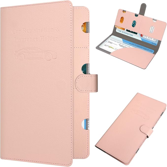 Vehicle Glove Box Organizer - Car Document Holder for Cards, Driver License & Essential Documents, JD-Rose Gold