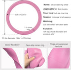 Car Steering Wheel Cover, 13 to 14.17 inches Anti-Slip Silicone Steering Wheel Protector, Soft Flexible Shock-Absorbent Steering Wheel Protective Cover for Most Car Models (Pink)