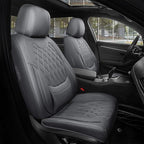 Gray Car Seat Cover Full Set - Faux Nappa Leather Seat Covers for Cars, Luxury Breathable Waterproof Front Seats Cushion Protectors with Lumbar Support, Universal Fit for Sedans SUVs Pickups