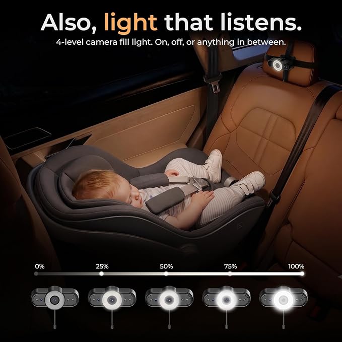 Baby Car Camera with Real-Time Temp Display for Car Seat & Vehicles | Real-Time Cabin Temperature Display