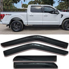 Window Visors Rain Guards Side Wind Deflectors for 2015-2025 F-150 Crew Cab, 2017-2025 F-250 F-350 F-450 Super Duty (SuperCrew/Crew) Cab, Vent Guard Shade Sun 94975 4-Pieces Set