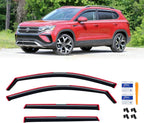 in-Channel Rain Guards for Volkswagen(VW) Taos 2022-2026, Window Visor Shields Vent Deflector Shade Wind Dark Smoke 2023 2024 2025 22 23 24 25 26, Tape-On Inside-Mount, 4PCS