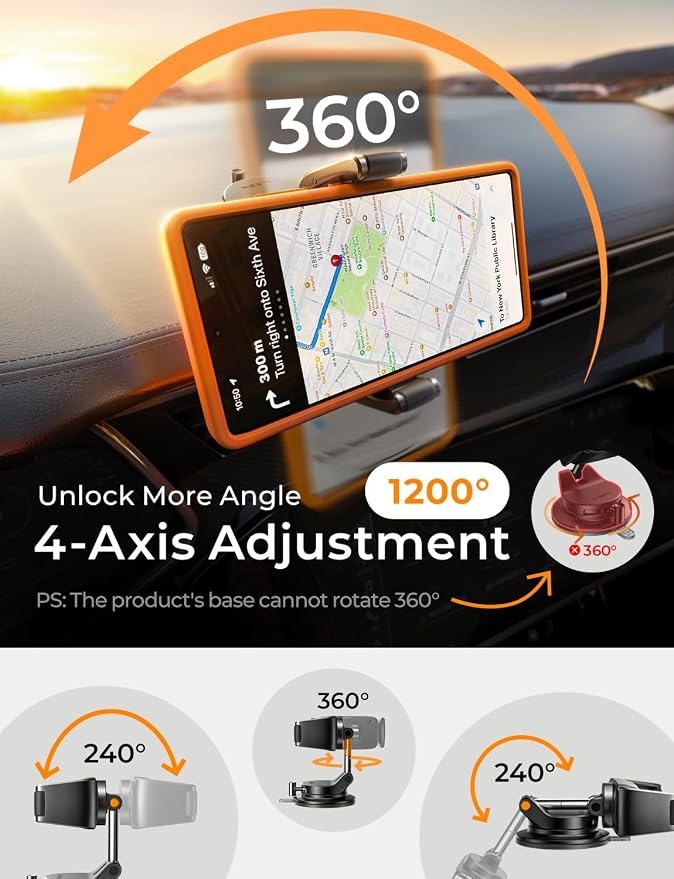 Suction Phone Mount for Car, [Ultra Suction & 95% Cases Friendly] Car Phone Holder Mount Vacuum Dashboard Phone Holder, Car Cell Phone Holder for iPhone 17 16 15 14 Pro Max Air Galaxy S26 S25