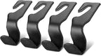 Purse Hook for Car Seat Headrest, Car Purse Holder Leather Vehicle Storage Organizer for Handbags, Groceries, 4Pack Black
