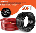 4 Gauge Wire (25ft Each - Red/Black) Copper Clad Aluminum CCA - Primary Automotive Wire,Battery Power/Ground Cable, 20PCS Lugs Terminal Connectors,20PCS 3:1 Heat Shrink Tubing with 100A ANL Fuse