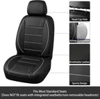 14 PCS Leather Car Seat Covers Full Set, 14.5”-15'' Sporty Steering Wheel Cover Universal, Center Console Cover, Seat Belt Cushion, Cup Holder Coaster, Car Interior Set Grey