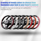 2PCS/Set Car Steering Wheel Cover, Leather Segmented Anti-Slip Automotive Wheel Protector, Soft Breathable Vehicle Steering Protection Covers, Universal Interior Accessories (Black)