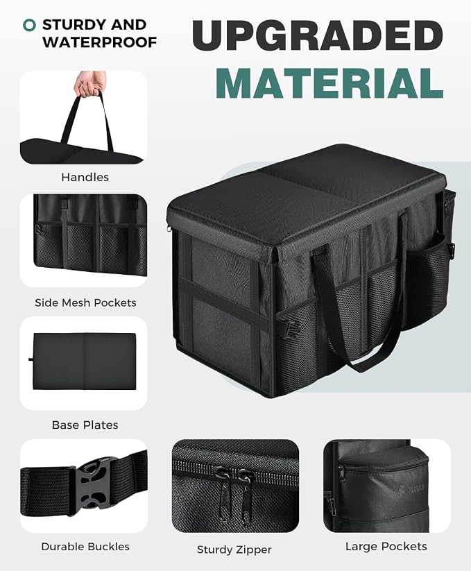 Car Seat Organizer, Premium Backseat Car Organizer with Tray for Kids and Adults, Front Passenger Organizer with Tissue Box and Cup Holder and Mesh Pockets Waterproof