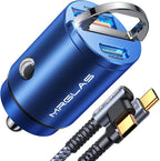 90W USB C Car Charger Fast Charge, PD45W & QC45W, Flush Fit, Extra 3.3ft Type C Cable, All Metal, Cigarette Lighter USB Charger for iPhone 16 15 Samsung S25 S24 S23 Ultra Pixel 8/8Pro/7-Blue