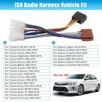 Wiring Harness Replacement for Toyota Corolla Camy RAV4 Highlander ISO Radio Wire Cable Car Stereo Power Speaker Adapter | 16Pin Car Radio Wire Harness Adapter Compatible Corolla Camy RAV4 Highlander Prius 4Runner Tundra Factory Radio Connector