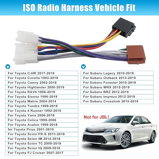 Wiring Harness Replacement for Toyota Corolla Camy RAV4 Highlander ISO Radio Wire Cable Car Stereo Power Speaker Adapter | 16Pin Car Radio Wire Harness Adapter Compatible Corolla Camy RAV4 Highlander Prius 4Runner Tundra Factory Radio Connector
