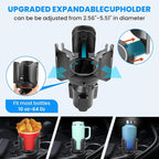 Cup Holder Expander for Car with Adjustable Holder & Base, Compatible with 10-64oz Yeti Ramblers, Hydro Flask, Nalgene, Stanley, Hold 2.9"-5.5" Large Bottles Mugs Food Drink, Car Cup Holder (2 pcs)