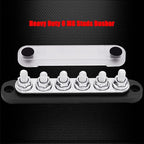 6 x M8 (5/16") Studs Power Distribution Block Bus Bar 12V, 5.9" HD 200A Marine BusBar Battery Distribution Block W/Cover for Car Boat Solar (Black)