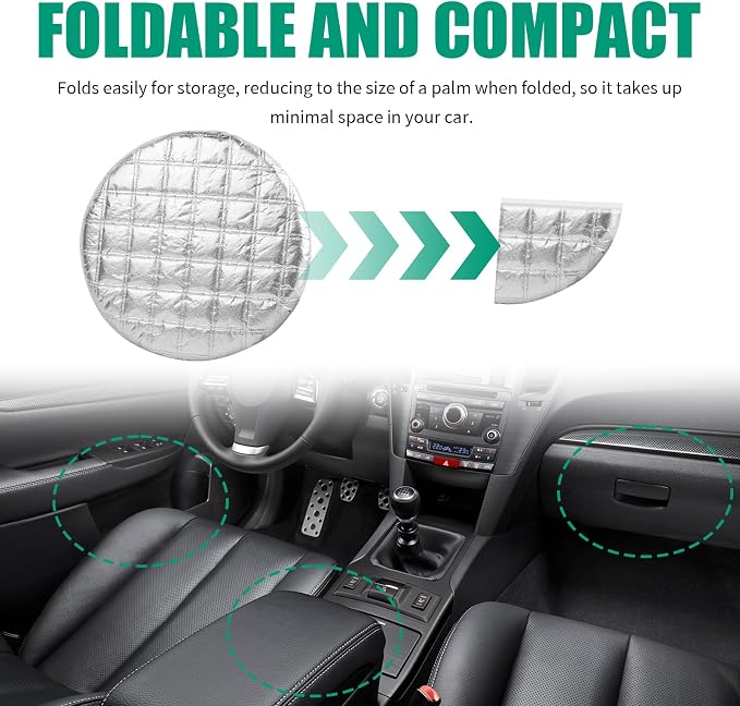 3-Layer Thickened Car Steering Wheel Cover Sun Shade,Aluminum Foil Car Wheel Cover for Sun Protection,Portable Sterring Wheels Covers Heat Shield Cars Interior Accessories