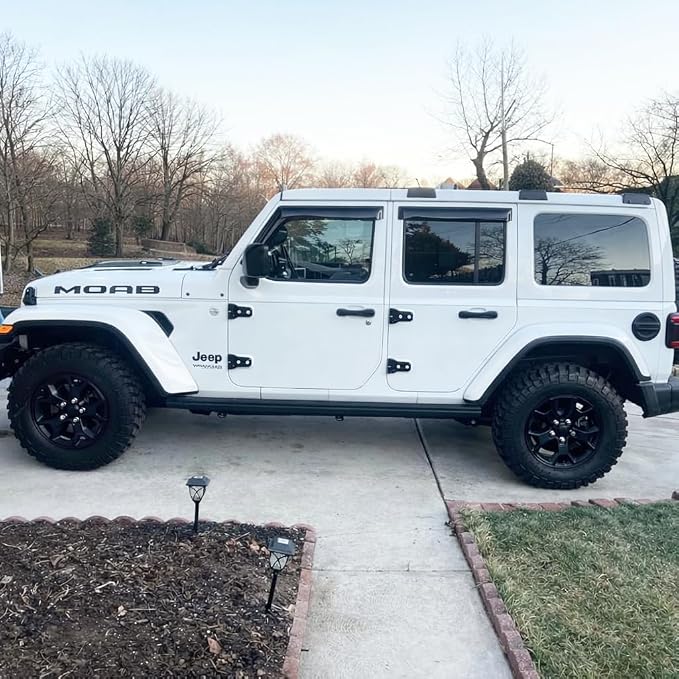 2018-2026 Tape-On Side Window Deflector Visors for Jeep Wrangler JL Unlimited 4 Door & for Jeep Gladiator JT 2020-2026 Smoke Tinted Rain Guards