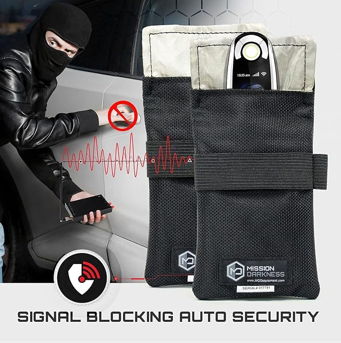 Faraday Bag for Keyfobs (2-Pack) / RF Shielding Protective Case for Smart Always On Keys Fobs Transmitters Small Electronics Vehicle Security Anti-Hacking Block Signal Relay