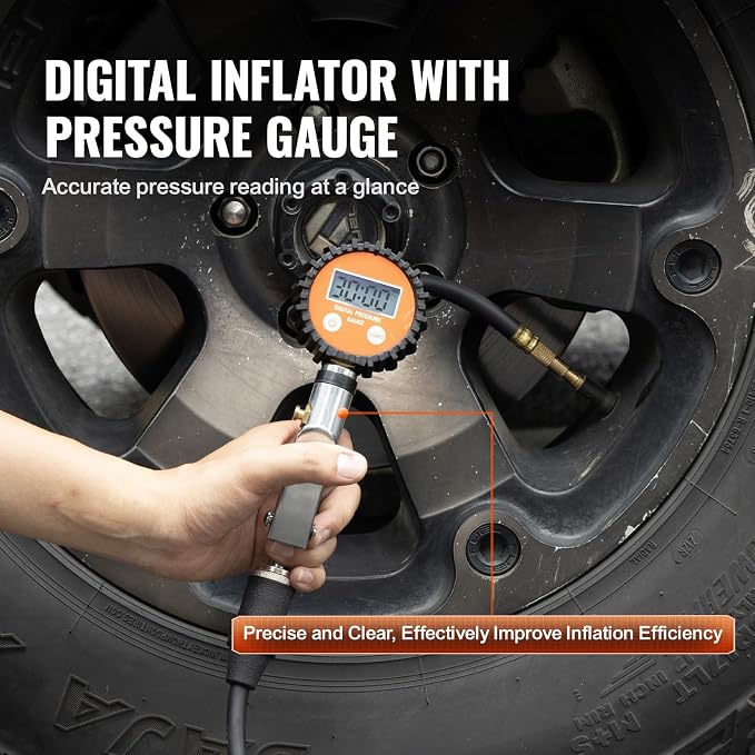 12V Heavy Duty Air Compressor with 6L Tank Kit, 6.35 CFM Portable Tire Inflator, 150PSI Offroad Air Compressor with Digital Pressure Gauge Tire Inflator for Trucks Car SUV 4 x 4 Vehicle RV