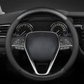 Steering Wheel Cover Standard Size 14.5-15 inch, Non-Slip Car Wheel Cover Protector, Non-Folding Packaging, Microfiber Leather, Black with Carbon Fiber
