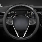 Steering Wheel Cover Standard Size 14.5-15 inch, Non-Slip Car Wheel Cover Protector, Non-Folding Packaging, Microfiber Leather, Black with Carbon Fiber