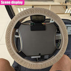 Elastic Stretch Steering Wheel Cover, Anti-Slip, 15inch, Beige | Microfiber Odorless Breathable Ice Silk Car Steering Wheel Protector, Easy Carry, Warm in Winter & Cool in Summer