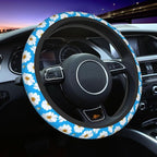 Daisy Steering Wheel Cover Daisy Blue Steering Wheel Cover Anti-Slip Breathable 15 Inch Universal 2 Pcs Car Interior Cup Holder Pad for Men Women