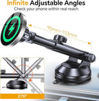 for MagSafe Car Mount Charger【Ultra Magnet】 Magnetic Phone Holders for Your Car Charger【Windshield+Vent+Dash】 Magnetic Wireless Car Phone Holder Charger Car Mount for iPhone 17 (Gray)
