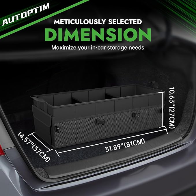 Car Trunk Organizer - 85L Collapsible Car Organizer with Non Slip Bottom & Multiple Pockets for Groceries, Trunk Storage with Base Panel for SUV Sedan Van, 3 Compartments (Black, X-Large)