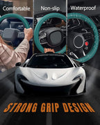 Car Steering Wheel Cover, Thin Anti-Skid Silicone Steering Wheel Cover for Men & Women, Universal Automotive Interior Accessories for Most Cars (Dark Green)