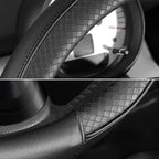 Steering Wheel Cover 14-14.25 inch (35.5-36 cm) Small Size, Microfiber Leather, Non-Slip Comfortable Grip, Fits Cars Prius Civic Model 3 Model Y Camaro, Black