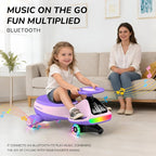 12V Electric Wiggle Car for Kids with Pedal, Display, Rechargeable Battery, LED Light, Bluetooth, Light-Up Wheels, Anti-Rollover, 2 Speeds, Ride on Toys, Birthday Gifts for Age 3+, 150Lbs