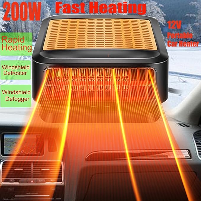 Car Heater for Vehicle,12V Car Heater that Plugs into Cigarette Lighter,Defroster for Car Windshield,2 in 1 Heating & Cooling Fans, Defrost Defogger,Car Plug in Space Heaters for Car