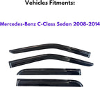 KPY Rain Guards Fit for 2008-2014 Mercedes-Benz C-Class, Out-Channel Window Visors Vent Wind Deflectors 4PC, Car Accessories for 2008-2014 Mercedes Benz C200 C230 C250 C300 C350 C63