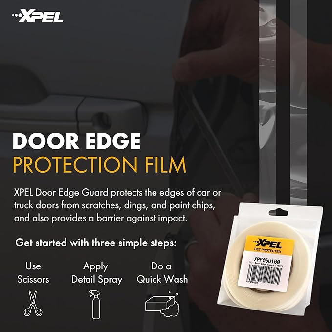 Door Edge Guard Protection Film Roll, 1/2" x 100' - Car or Truck Doors, Protective Barrier Against Minor Scratches, Paint Chips, Door Edge Impact, and Dings - Prevents Damage and Possible Rust