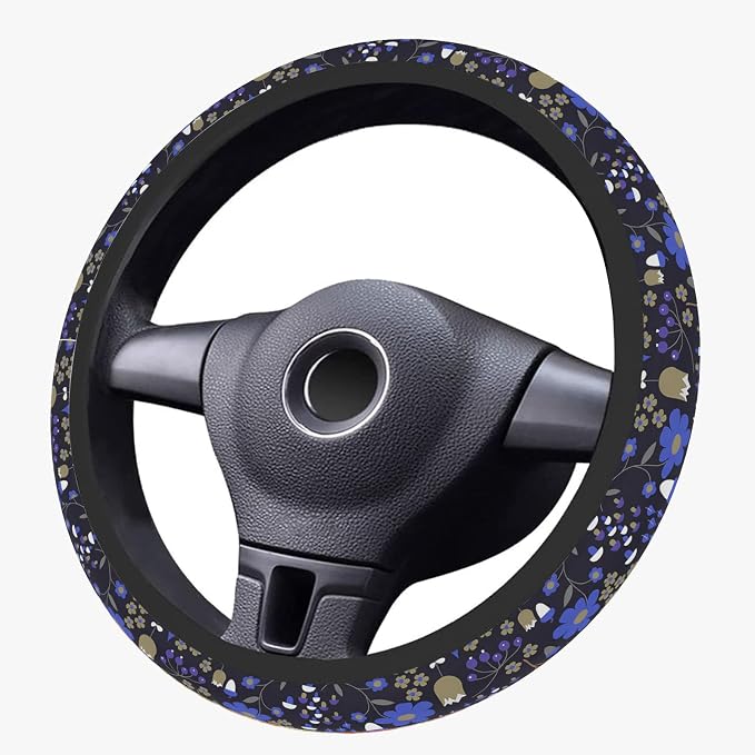 Magic Forest Steering Wheel Cover, Cute Purple Floral Steering Wheel Cover for Women, Ultra-Thin Skin-Friendly Breathable Sweatproof and Non-Slip, for Steering Wheel with a Diameter of 14.5"-15"