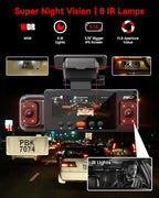 N6 360° Dash Cam 4 Channel, 5.8G WiFi-6 (up to 20MB/s) with App, Free 128GB Card, FHD Front & Rear Inside Dash Cam for Car, 8 IR Lights Night Vision, GPS, 24/7 Parking Mode, G-Sensor