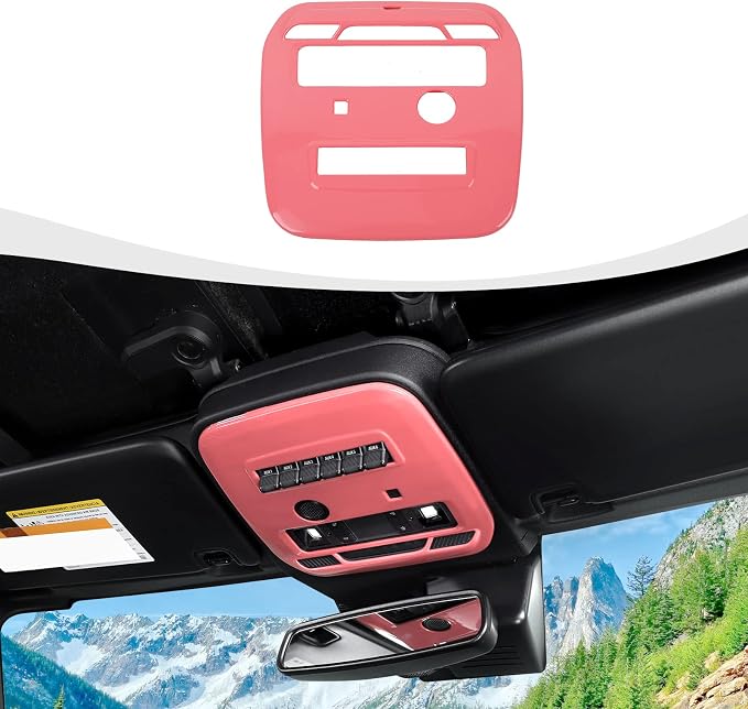 for Bronco Front Reading Light Panel Trim Cover Compatible with 2021-2025 Ford Bronco Interior Accessories 2-Door 4-Door, Pink (with AUX Switches)